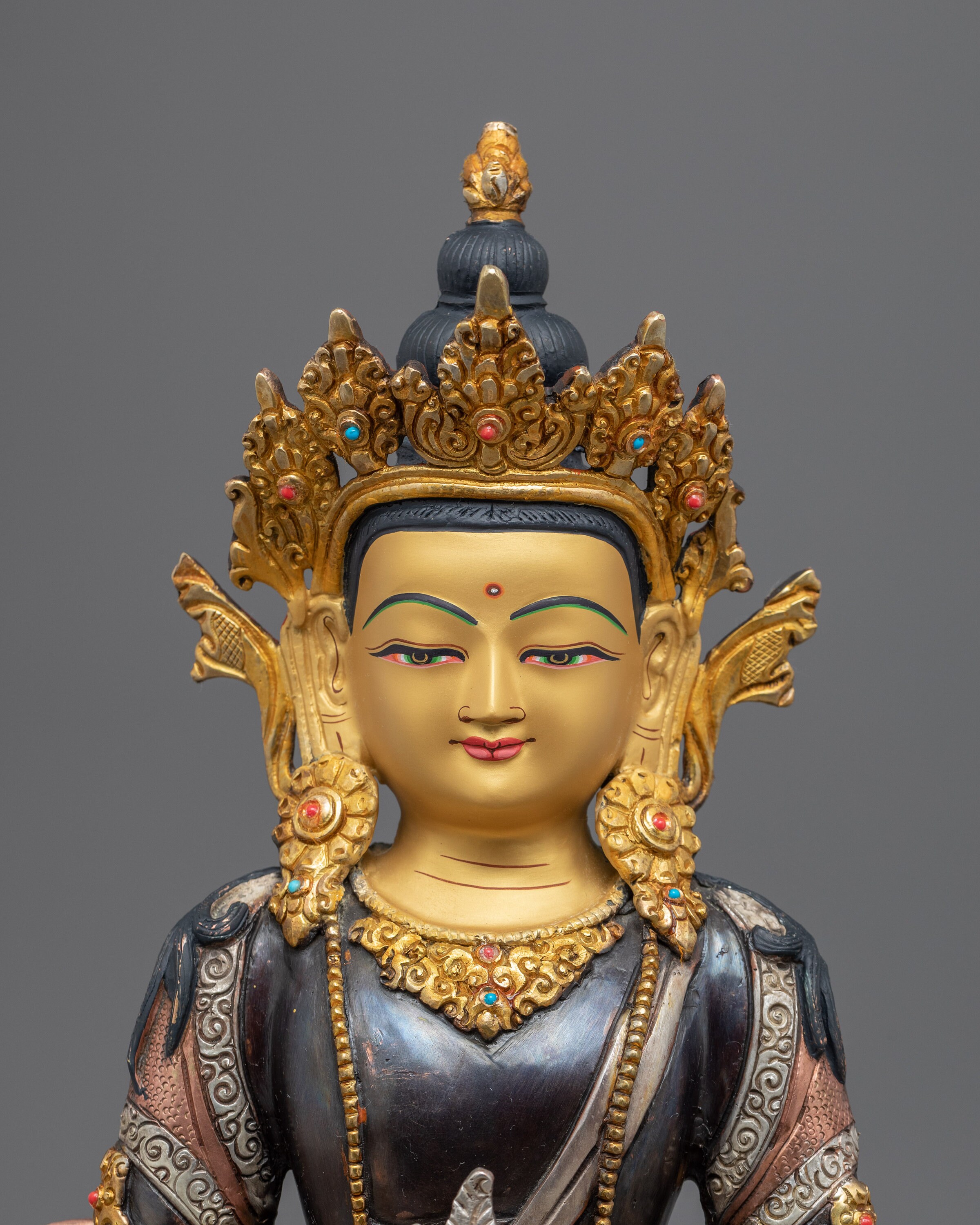 ネパール製阿弥陀如来像 | 手作りの長寿仏の仏像 | 本物の 24K 金で 