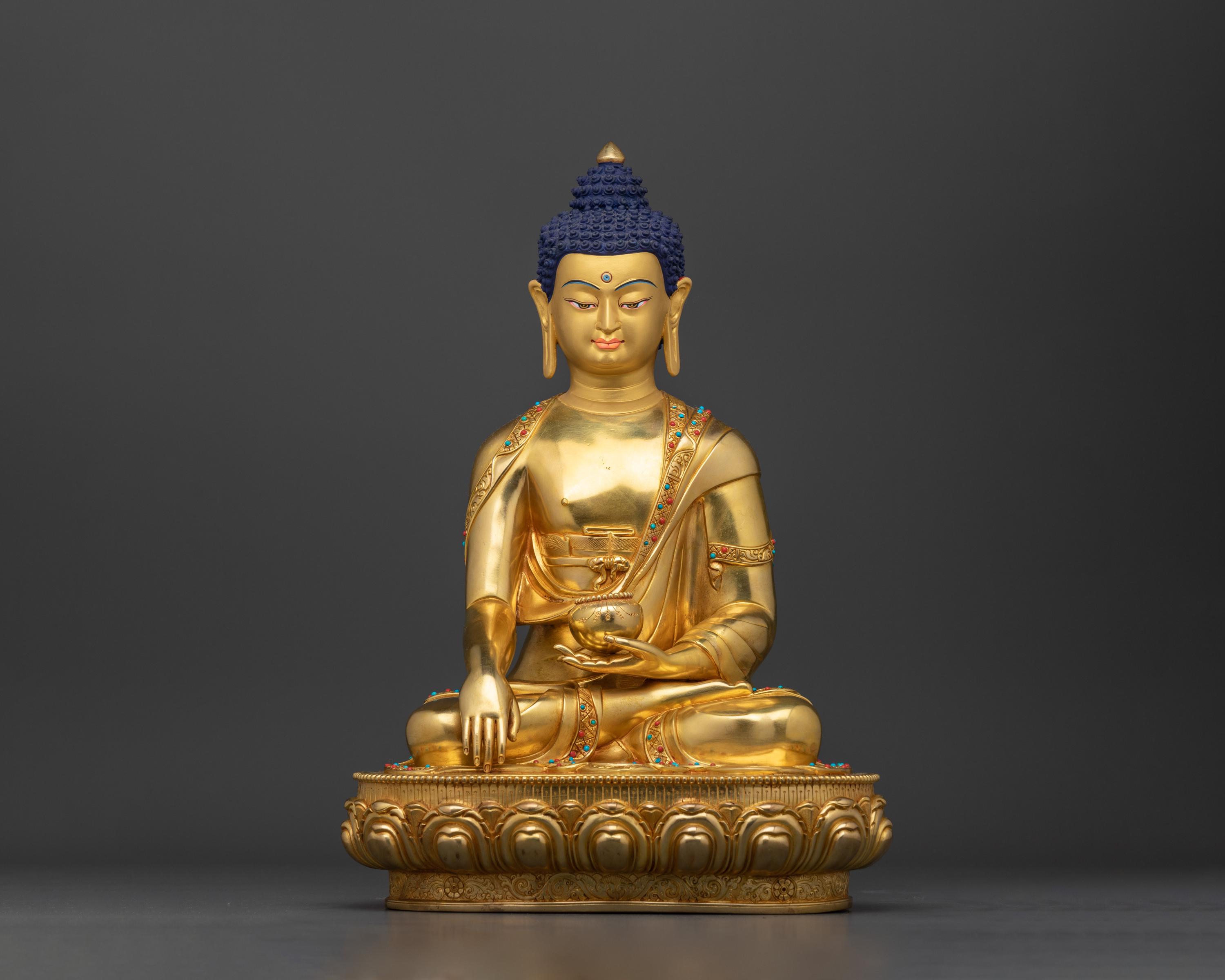 15.6-inch Shakyamuni Buddha Statue | 24K Gold Gilded Copper
