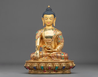 Shakyamuni Buddha Traditional Copper Sculpture | Historical Buddha and Dharma Teacher | Himalayan Art for Altar and Meditation