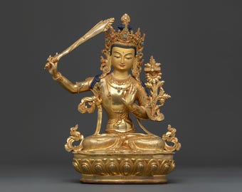 Tibetan Buddhist Deity- Manjushri Spiritual Statue | Sacred Figurine for Altar Home Decor