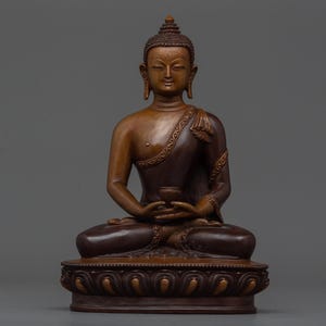 Handmade Buddhist Oxidized SculptureAmitabha Buddha | Buddha of Pure Land Buddhism | Traditional Himalayan Spiritual Sculpture | Sacred Art