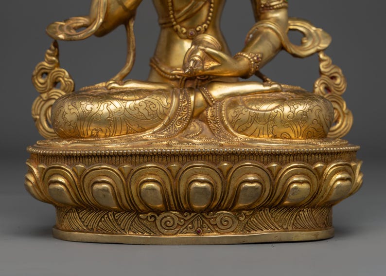 Gyllene staty av Dorje Sempa: Reningssymbol Vajrasattva - Figur för helgedom, altare och Dharma-dekor | Skulptur tillverkad i Nepal bild 10