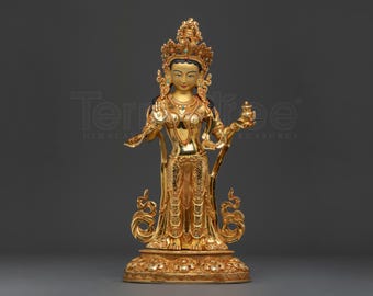 Mandarva Golden Statue | Tibetan Spiritual Goddess | Sacred Icon for Ritual Spaces