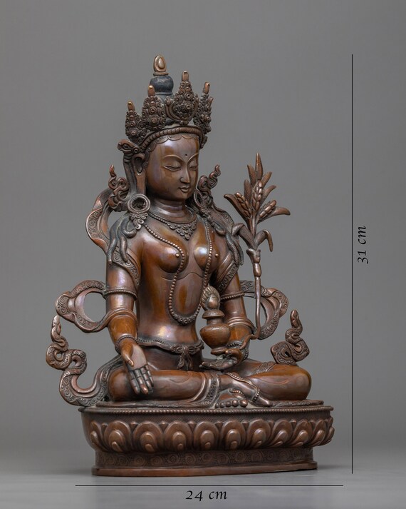 Y2179 細密彫刻 極上 置物 チベット女神像 総重量646.1g　ten Y2179 細密彫刻 極上 置物 チベット女神像 総重量646.1gten