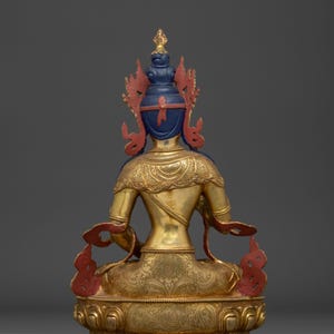 Gyllene staty av Dorje Sempa: Reningssymbol Vajrasattva - Figur för helgedom, altare och Dharma-dekor | Skulptur tillverkad i Nepal bild 3
