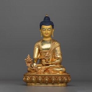 Sacred Sculpture of Medicine Buddha | Buddha of Healing | Figurine for Shrine, Altar and Dharma Decor | Spiritual Statue - Made In Nepal