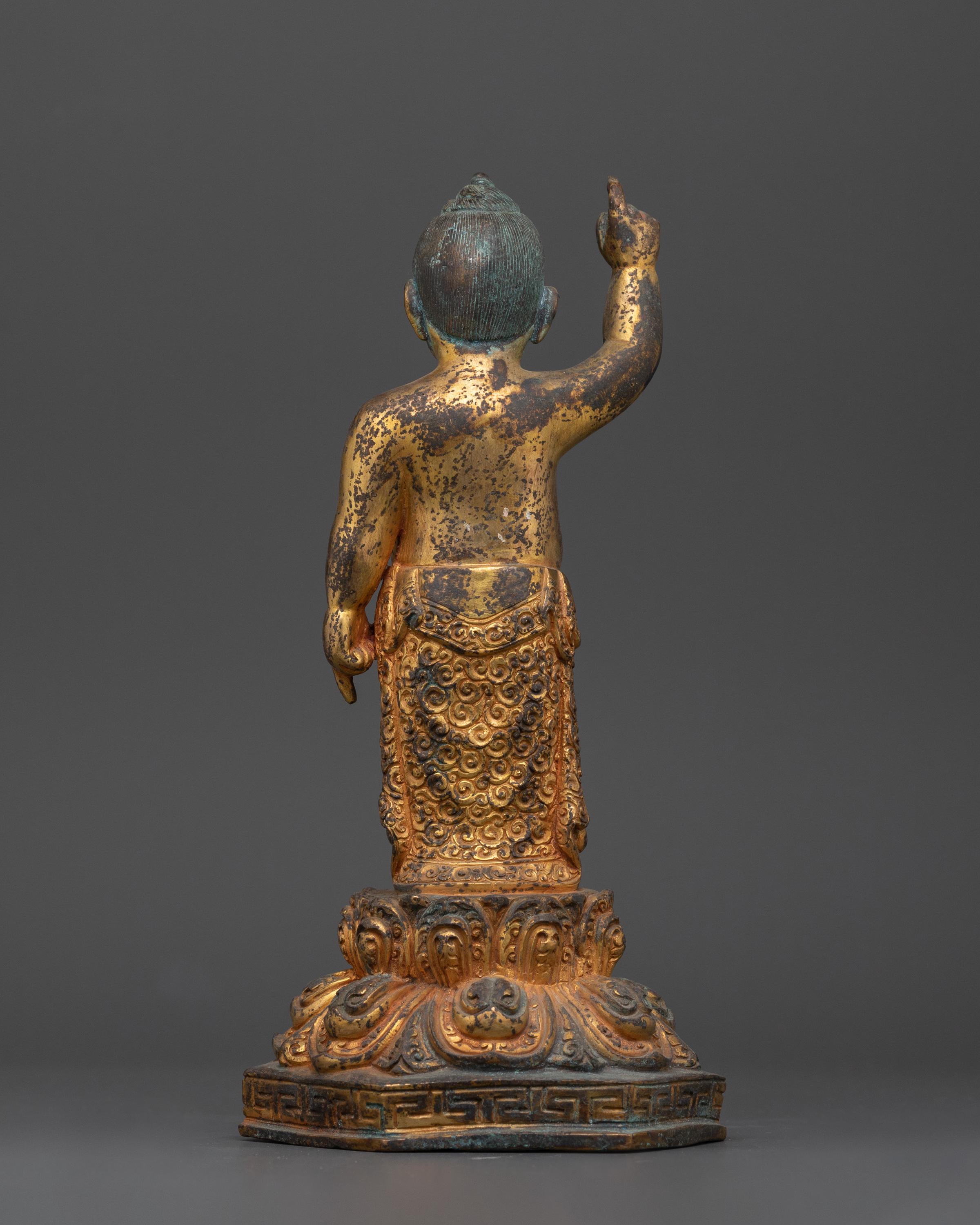 Buda Rupa Standing Shakyamuni Buddha Rupa | 24K Gold Gilded Copper Statue ...