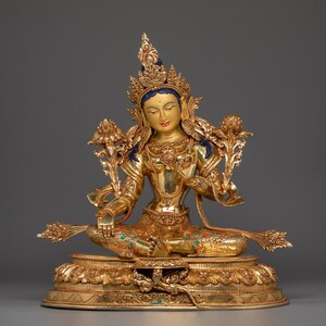 Compassionate and Enlightened Green Tara Statue | TIbetan Buddhist Statue | Home Decoration and Altar Piece for Meditation and Enlightenment