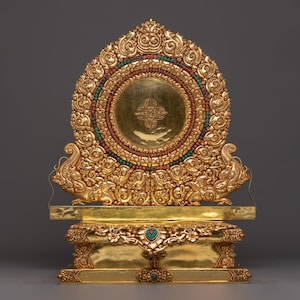 Handcrafted Buddhist Throne | Buddhist Iconography Throne | Throne for Enhancing Statues Presence | Throne Crafted in Tibetan Buddhism Style
