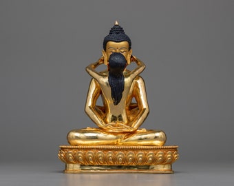 24K Gold Gilded Samantabhadra with Consort Statue - Copper Buddhist Symbol of Wisdom and Compassion for Spiritual Growth, Harmonious Decor