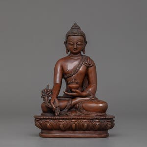 Handmade Bhaisajyaguru Statue | Handcrafted Oxidized Copper Figurine | Buddha of Healing & Medicine | Spiritual Altar Decor | Made in Nepal