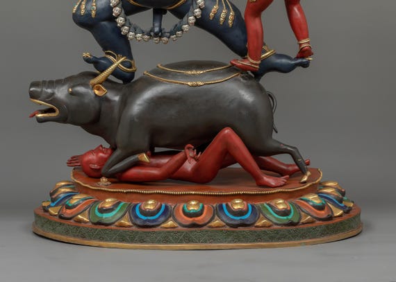Yama Dharmaraja With Consort Statue | Majestic Buddhist Protector