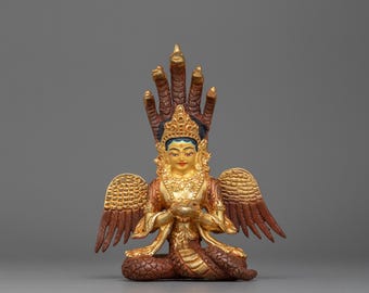 地蔵菩薩像 | ネパールの金箔と彩色を施した銅の傑作 - 永遠の誓いと