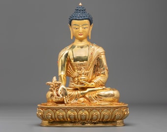 Medicine Buddha Statue | Buddha of Healing Wisdom and Compassion | Handmade Himalayan Buddhist Altar Sculpture