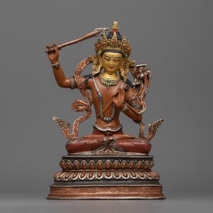 Manjushri Wisdom Deity Sculpture | Enlightened Guide for Spiritual Growth | Invoking the Blessing of Clarity | Ideal for Meditation & Prayer
