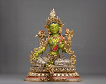Green Tara Spiritual Statue | Buddhist Deity of Compassion and Protection | Himalayan Sacred Art for Altar and Meditation