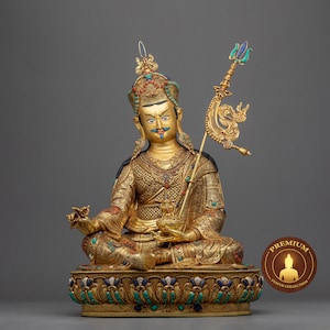 Maha Guru Rinpoche Meditating Statue | Hand-Crafted Sculpture of Padmasambhava, Second Buddha | Lotus Born Master | Wrathful Prophecy Guru