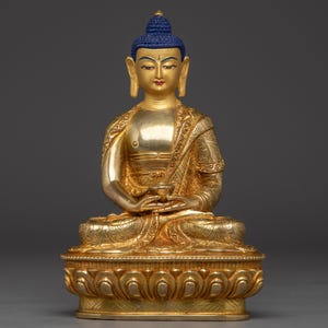 Sukhavati Ruler Amitabha Buddha Artwork | Altar Decor for Meditation | Figurine for Shrine, Altar and Dharma Decor | Sculpture Made In Nepal