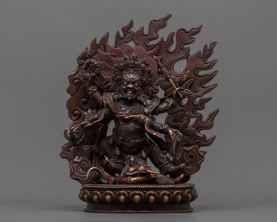 6 本の腕を持つマハーカーラ像 | 手作りの仏教の怒りの神 | 元々は