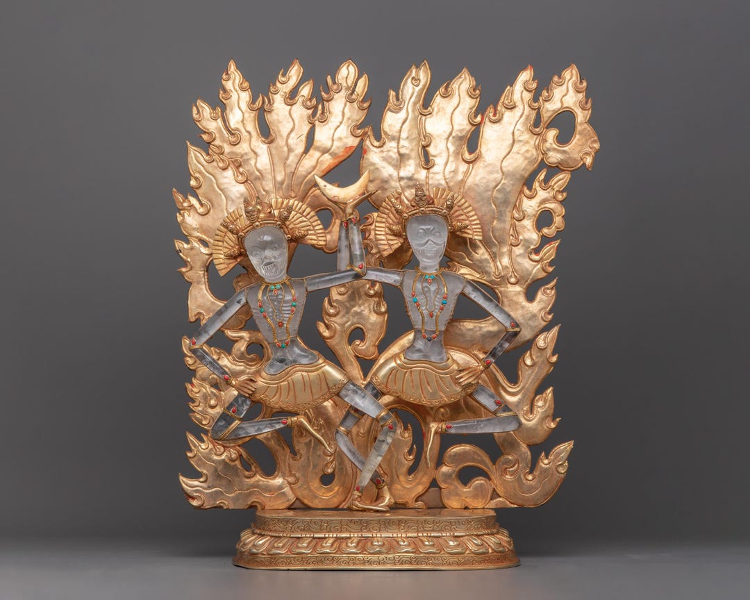 Handcrafted Chiti Pati Statue – Crystal, Gold, Gemstone Guardian
