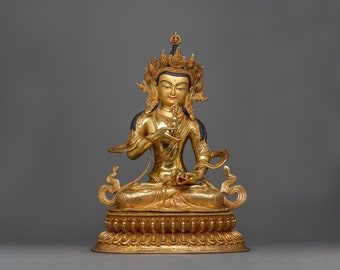 Traditionally Hand-crafted Statue of Vajrasattva | Himalayan Sacred Sculpture for Buddhist Shrine Room Decor | Spiritual Purification Deity