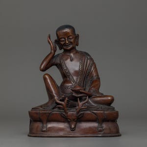 Handcrafted Statue of Milarepa | Great Yogi of Tibet | Himalayan Buddhist Master and Meditation Guru Figurine | Made in Nepal | Home Decor