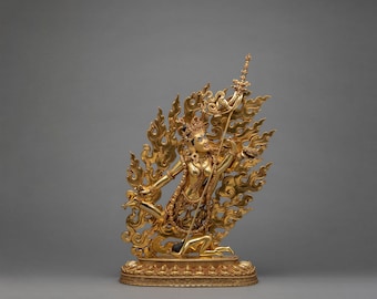 Maitri Vajrayogini In Gold | Yogini Statue | Tibetan Buddhist Himalayan Hand-carved Sculpture | Traditionally Gilded in genuine 24k Gold