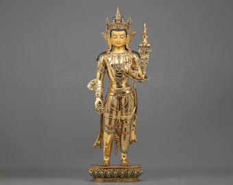 Maitreya Buddha Statue | Future Buddha of Loving Kindness | Himalayan Sacred Art for Buddhist Altar and Meditation Shrine