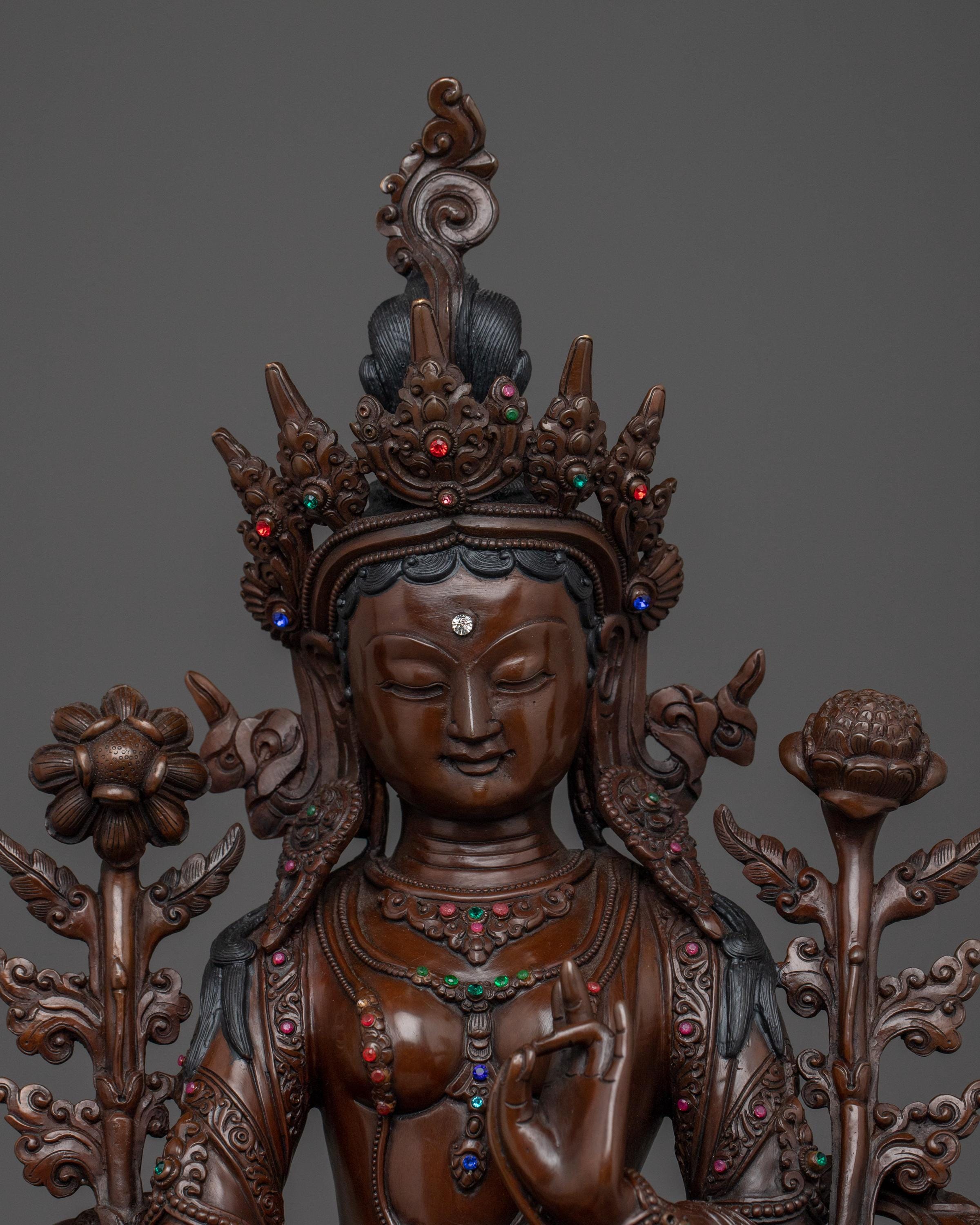 仏教の教えを守る緑多羅菩薩像 | 知恵の女神 | ネパール製 | 酸化銅製