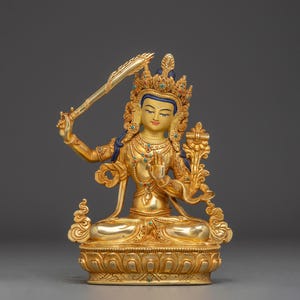 Enlightened Symbol of Manjushri | Bodhisattva of Wisdom | Figurine for Shrine, Altar, and Dharma Decor | Spiritual Sculpture Made In Nepal