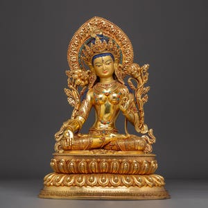 Serene White Tara Copper Sculpture | Sita Tara Himalayan Artwork | Figurine for Shrine, Altar, and Dharma Decor | Sculpture Made In Nepal