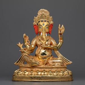 Ganesh Bhagwan Mastery - 24K Gold Gilded with Acrylic Highlights on Copper, The Token of Success, Prosperity, and Sacred Spiritual Elevation