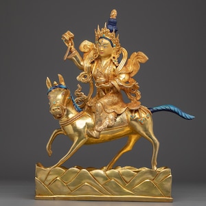 Female Guardian Achi Chokyi Drolma | Tibetan Gold-Gilded Sculpture of Vajrayana Protector Deity for Ritual Practice, Devotion and Protection