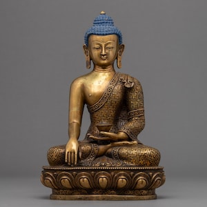 Shakyamuni Buddha Statue | Traditionally Hand-Carved Buddhist Sculpture | Sage of all Buddhas |Art of Himalayan Nepali Antique Finish Statue