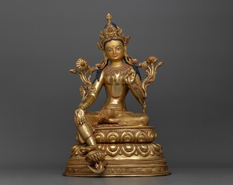 Green Tara Statue | Venerable Mother of Liberation | Loving Mother Arya Tara | Spiritual Sculpture | Tibetan Buddhism | Himalayan Treasure