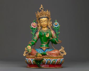 Goddess Tibetan: Green Tara Spiritual Statue | Buddhist Deity for Sacred Spaces | Home Decor