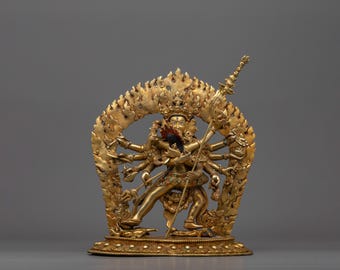 Escultura budista tibetana Chakrasambhara hecha a mano / Símbolo sagrado de iluminación, armonía interior, unión, poder y liberación espiritual