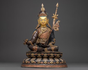 パドマサンバヴァ チベット彫刻 | 修道院品質の仏像 | 金箔仕上げ、火