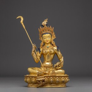 Red Manohara Vasudhara Statue | Tibetan Buddha, Buddhist art, Gemstone Statue | Perfect for Meditation, Home Decor, and Spiritual Spaces