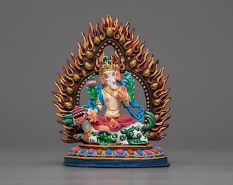 Guldfärgad Ganesha-staty – Kopparelefant, välståndsgud, 13,5 cm