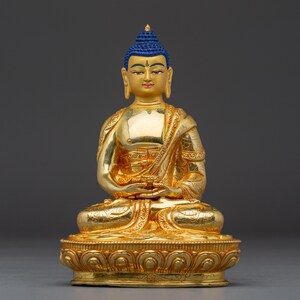Divine 48 Great Vows Amitabha Buddha Statue | Handcrafted Gold Gilded Tibetan Buddhist Art for Altar & Meditation Decoration | Tibetan Art