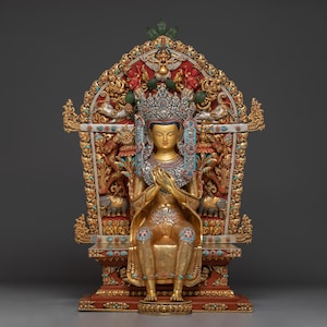 Buddha of loving kindness, Maitreya Sculpture | Symbol of Hope and Spiritual Awakening | Traditional Tibetan Buddhist Artwork | Shrine Decor