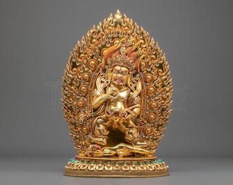 Black Dzambhala Statue | Wrathful Wealth Deity of Protection, Generosity and Prosperity | Handcrafted Himalayan Buddhist Art