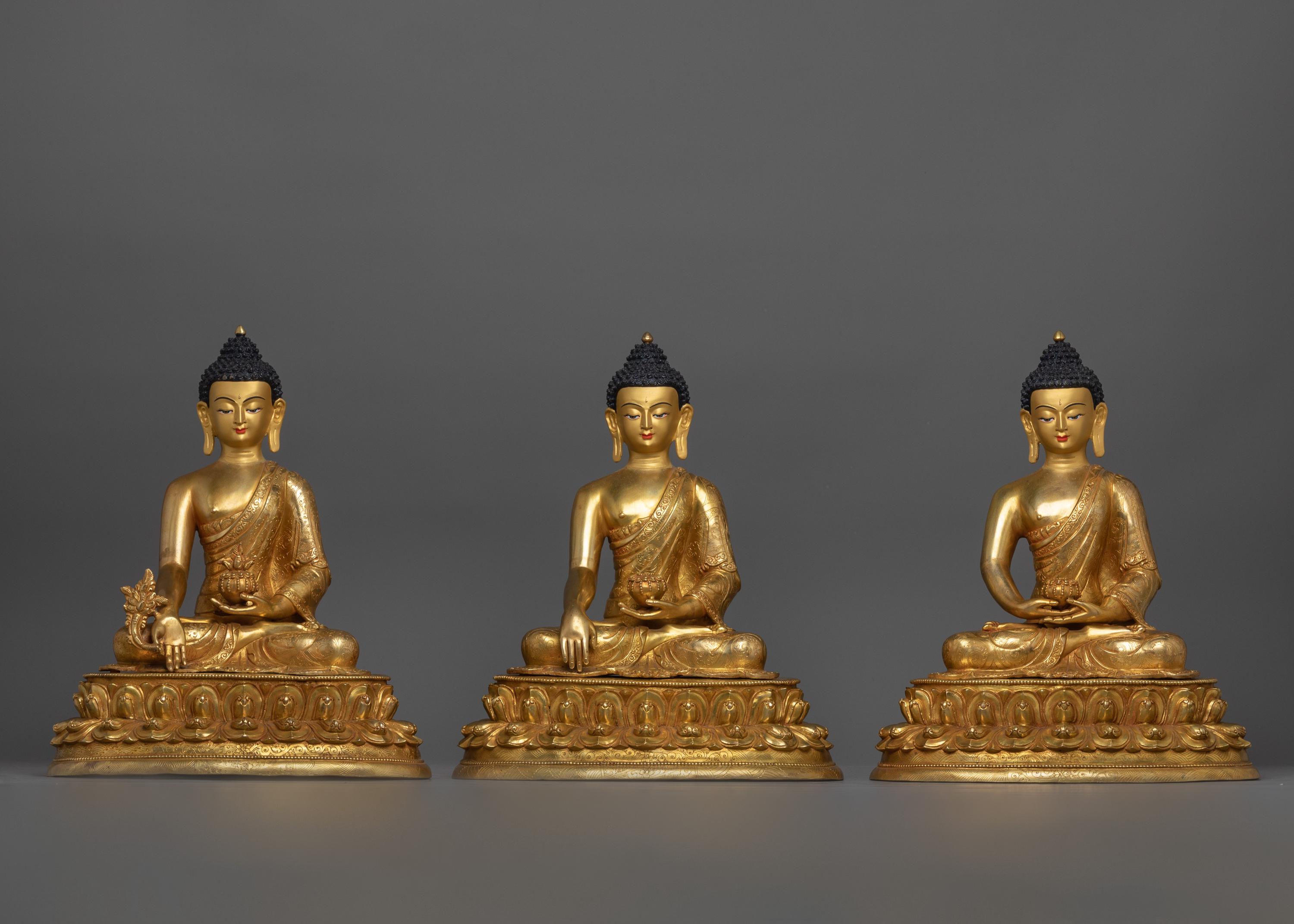 Enlightened Three Buddha Sculpture Set | Three Important Figures