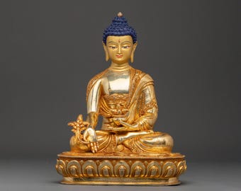 Medicine Buddha Statue | Tibetan Healing Buddha Sculpture | Bhaisajyaguru Spiritual Figure | Meditation Altar Decor | Handmade Buddhist Art