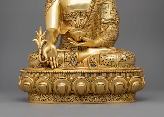古代の金色の仏像 歴史的な仏像 3 体セット | 仏教の重要人物が 1 つに | 本物の 24K 金