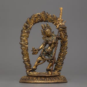 An embodiment of Enlightened Wisdom Vajrayogini Statue for Decor – Handmade Gold Gilded Copper Sculpture of Transformative Power and Wisdom
