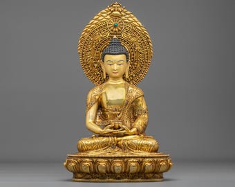 Amitabha Buddha Statue | Buddha of Infinite Light and Pure Land Rebirth | Handmade Himalayan Buddhist Shrine and Altar Sculpture