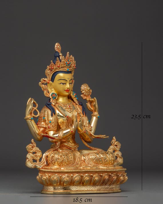 仏像 銅製 四臂観音菩薩 蓮華座 アンティーク 仏像 銅製 四臂観音菩薩 蓮華座 アンティーク 仏像 四臂観音 銅製 22cm
