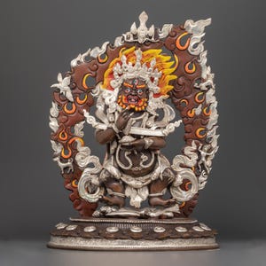 XL Hand Carved and Painted Bhairav Mask From Nepal Guardian of the Wheel of Life XL Hand Carved and Painted Bhairav Mask From Nepal Guardian of the Wheel of Life
